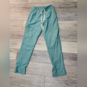 Figs Yola Yoga Freex Lined  Drawstring Cargo Scrub Pants Size XS In Eucalyptus